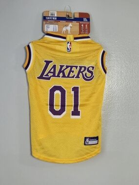 NWT NBA LA Lakers Dog Jersey Large Pets First Yellow Mesh Basketball Shirt